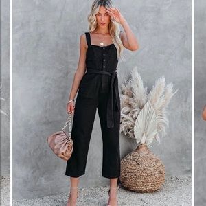 Vici Black Denim Jumpsuit - medium